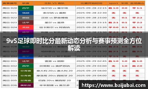 9vS足球即时比分最新动态分析与赛事预测全方位解读